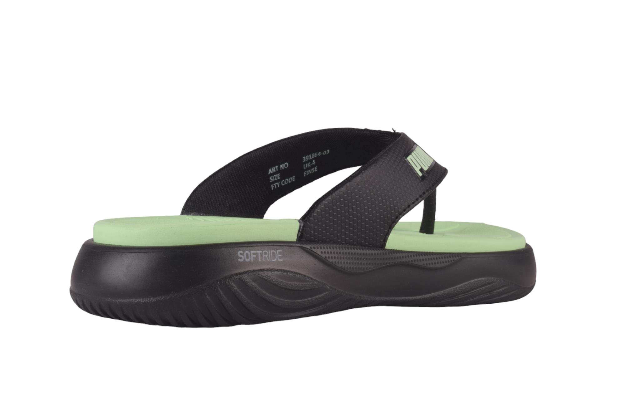 Puma black and green flip flops 2025